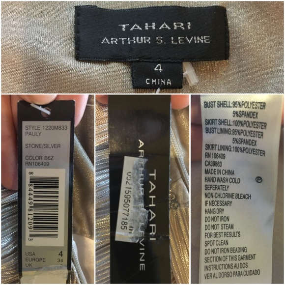 NEW Tahari Formal Dress Sz 4 Beaded Shimmer - Picture 8 of 8